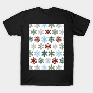 Colorful Snowflakes - Green, Red, Blue, Grey - Cozy Winter Collection T-Shirt